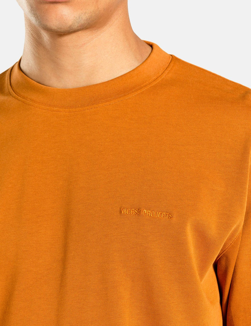 Norse Projects Heavy Logo Longsleeve T-Shirt - Rufous Orange