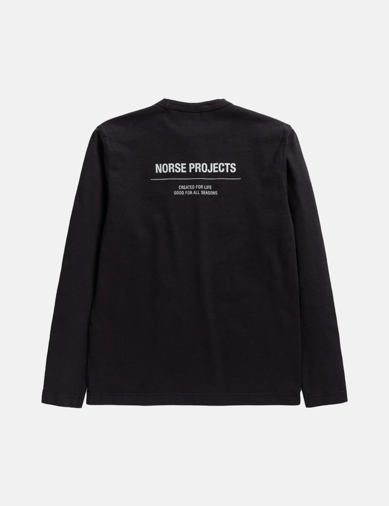Norse Projects Holger Tab Series Logo Long Sleeve T-Shirt - Black