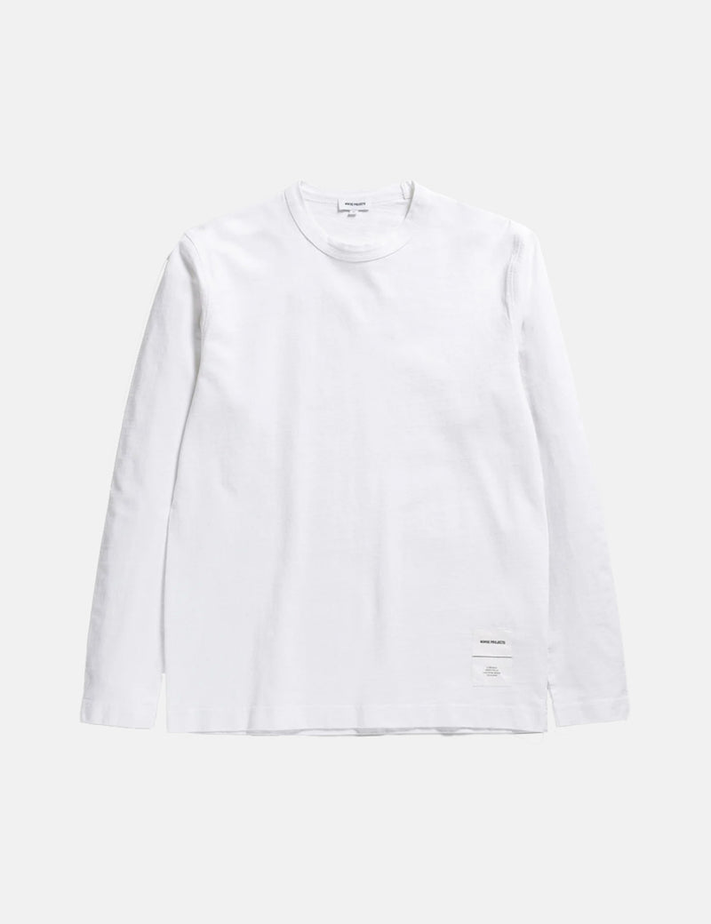 Norse Projects Holger Tab Series Logo Long Sleeve T-Shirt - White