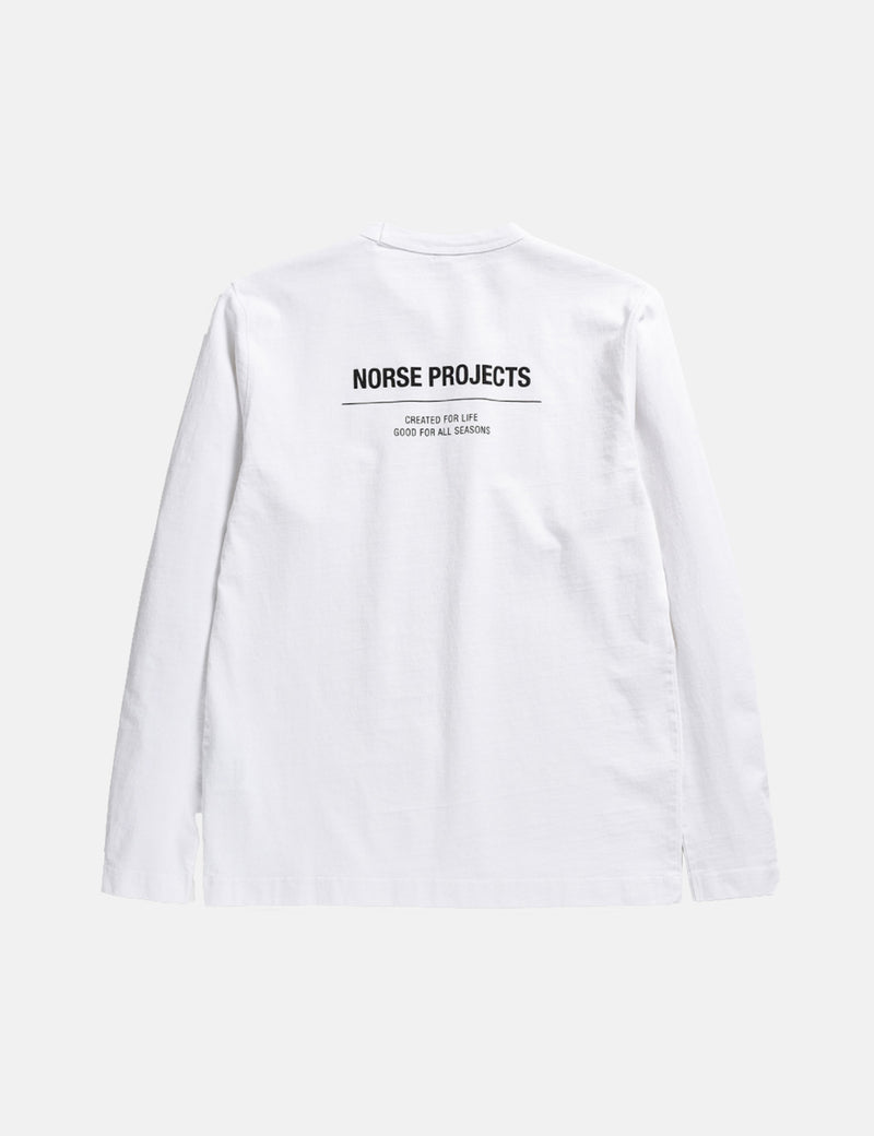 Norse Projects Holger Tab Series Logo Long Sleeve T-Shirt - White