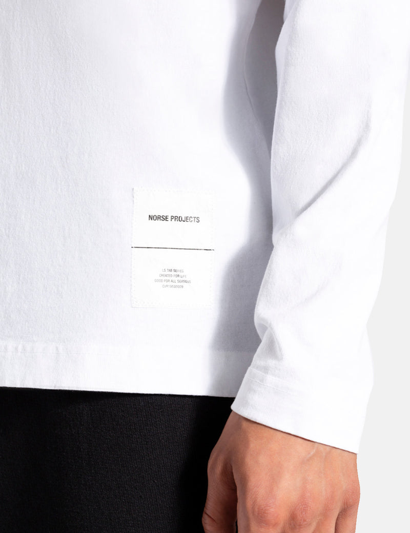 Norse Projects Holger Tab Series Logo Long Sleeve T-Shirt - White