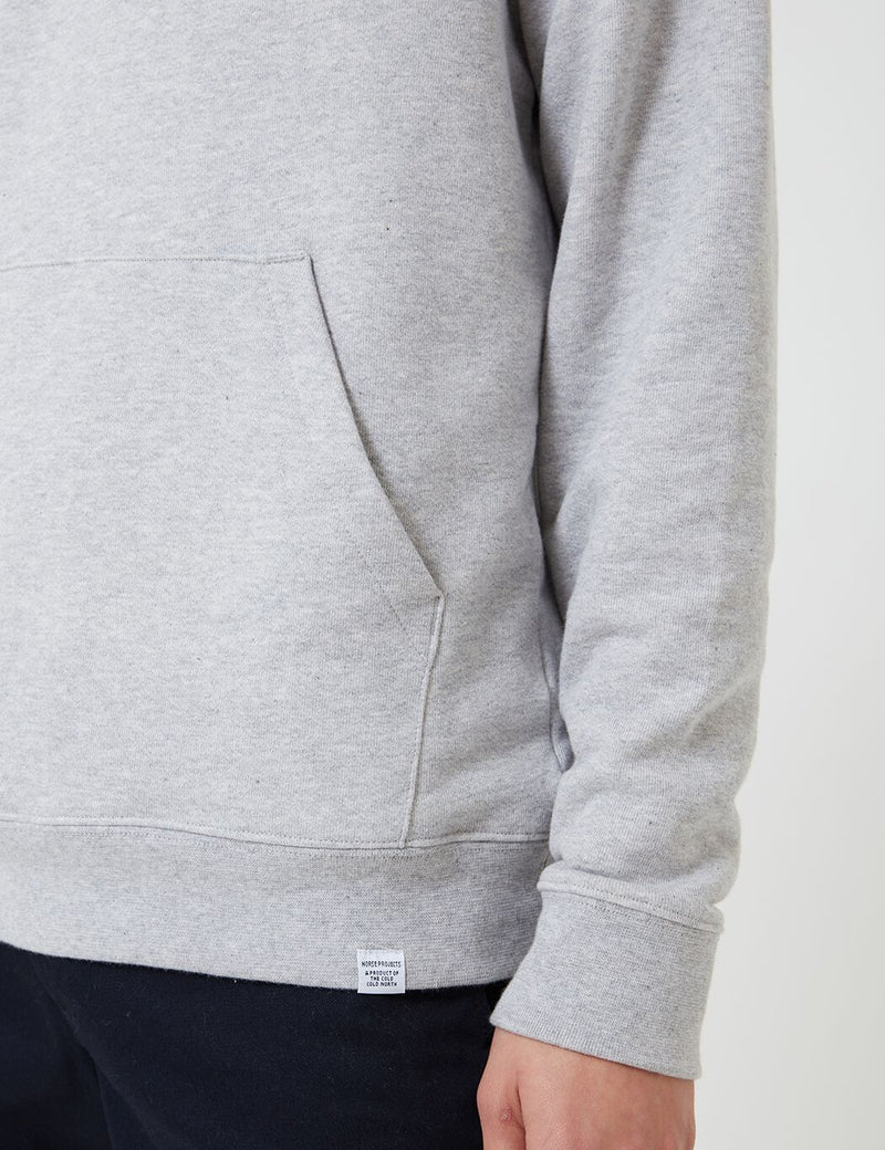Norse Projects Vagn Classic Hoodie (445gsm Cotton) - Light Grey Melange