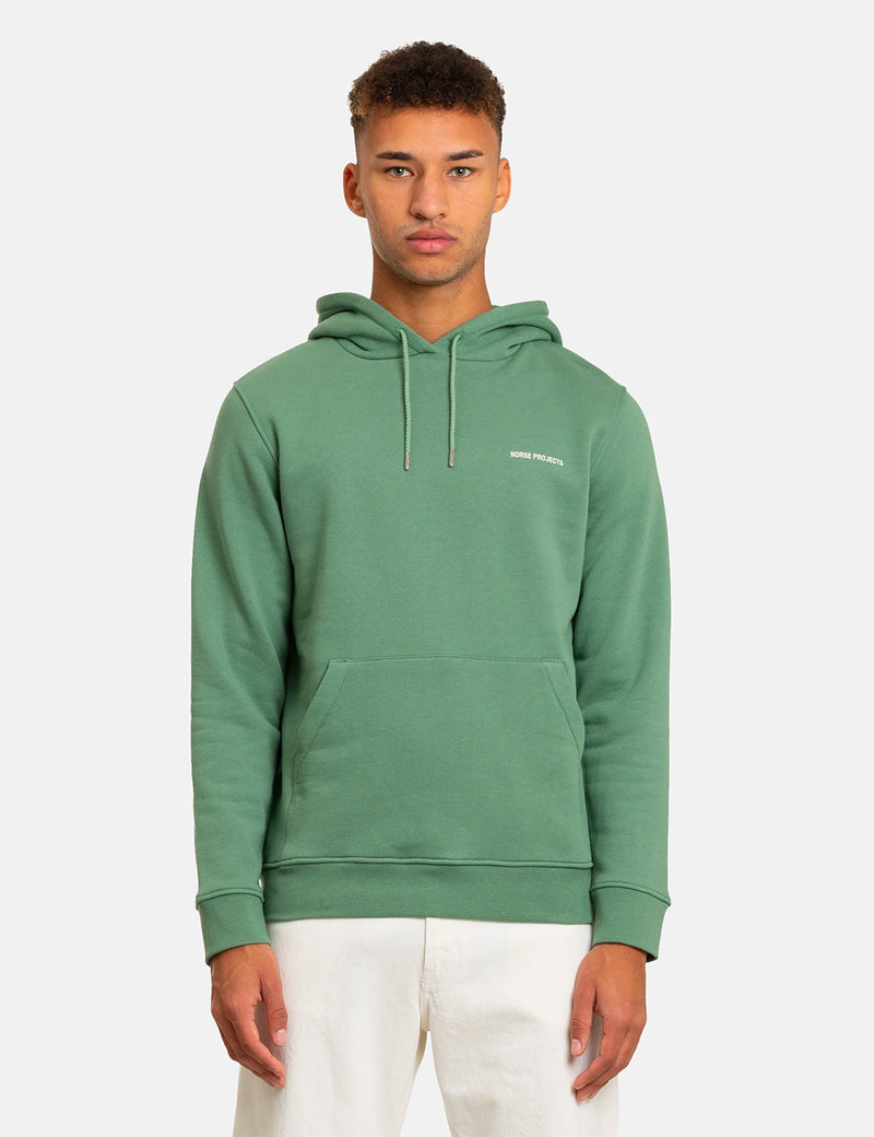 Norse Projects Vagn Logo Hoodie - Lichen Green