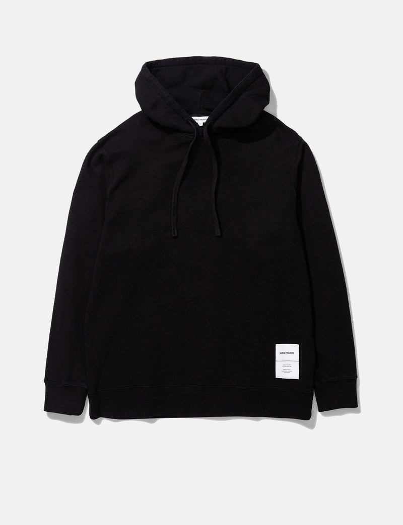 Norse Projects Fraser Tab Series Hooded Sweatshirt - Black