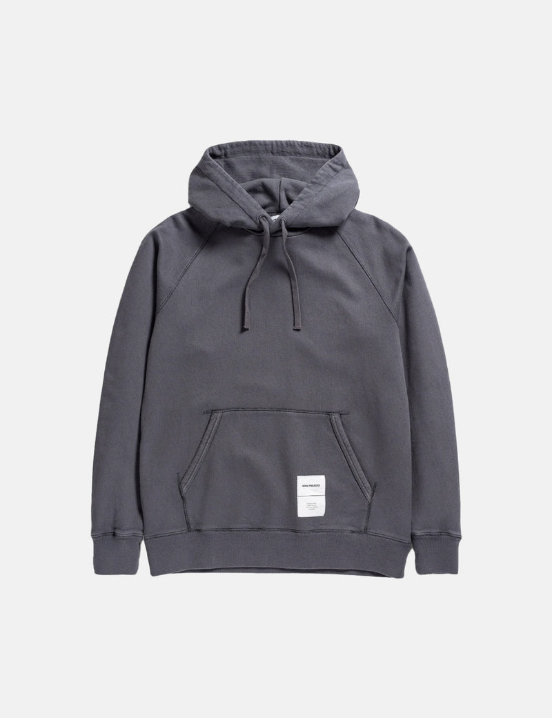 Norse Projects Kristian Tab Series Hooded Sweatshirt - Magnet Grey