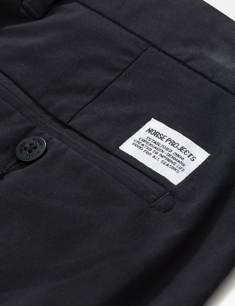 Norse Projects Aros Chino Trousers Light Stretch (Slim Fit) - Black