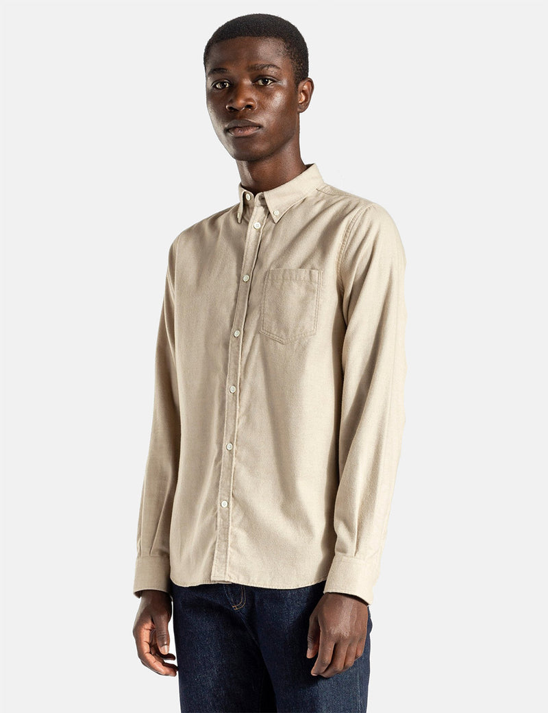 Norse Projects Anton Brushed Flannel Shirt - Utility Khaki