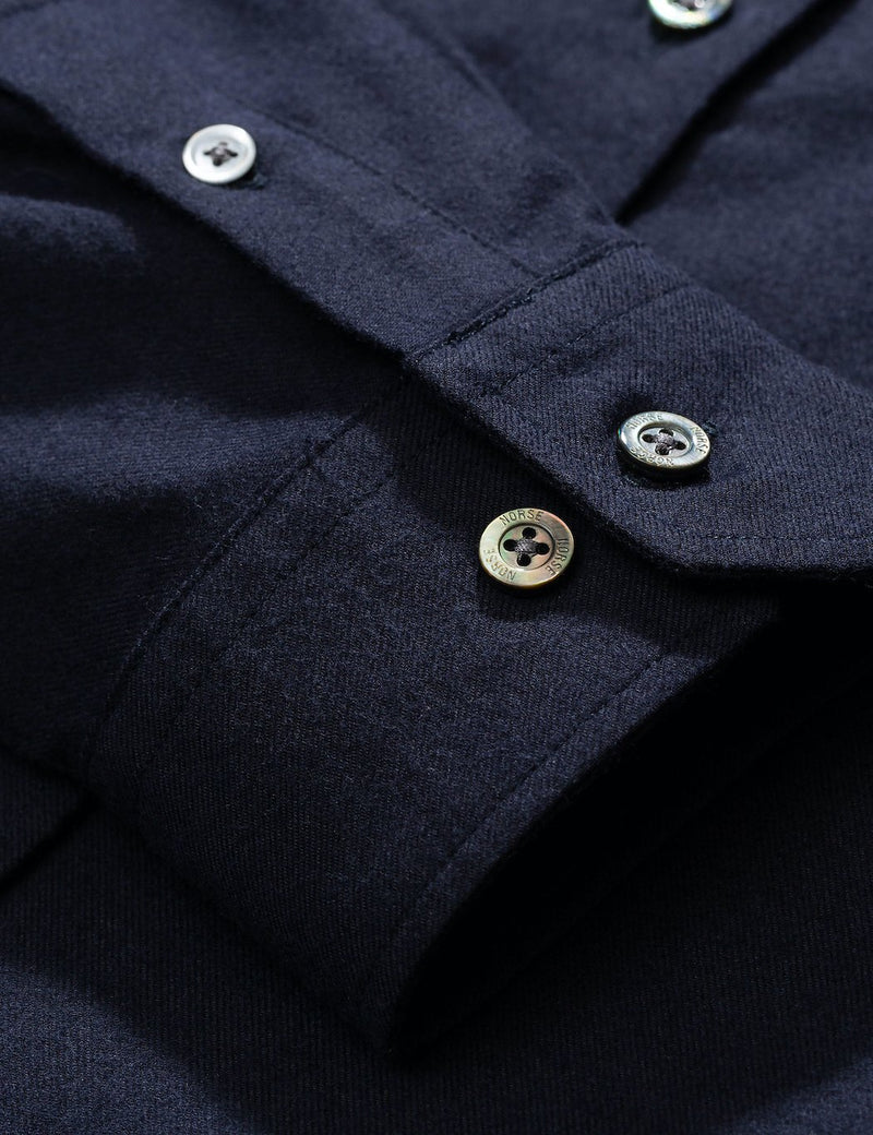 Norse Projects Anton Flannel Shirt (Brushed Cotton) - Navy Blue