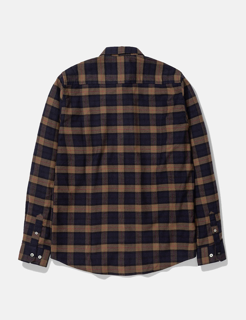 Norse Projects Anton Brushed Flannel Check Shirt - Shale Stone