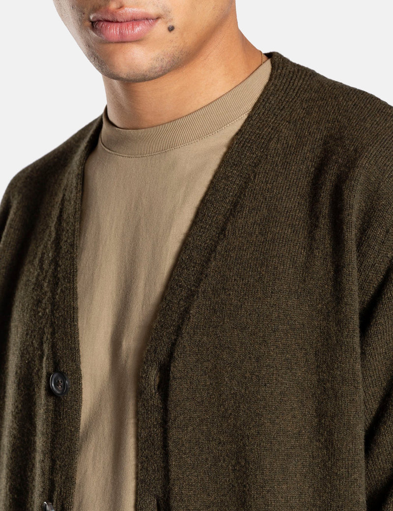 Norse Projects Adam Cardigan (Wool) - Dark Olive Green