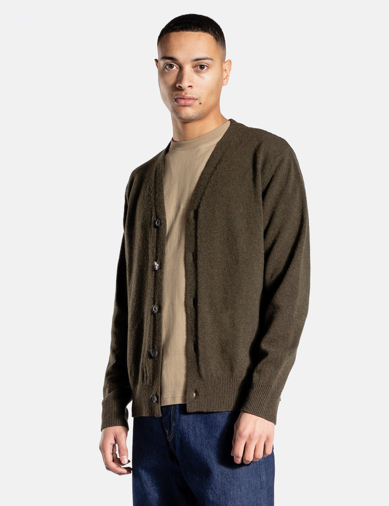 Norse Projects Adam Cardigan (Wool) - Dark Olive Green