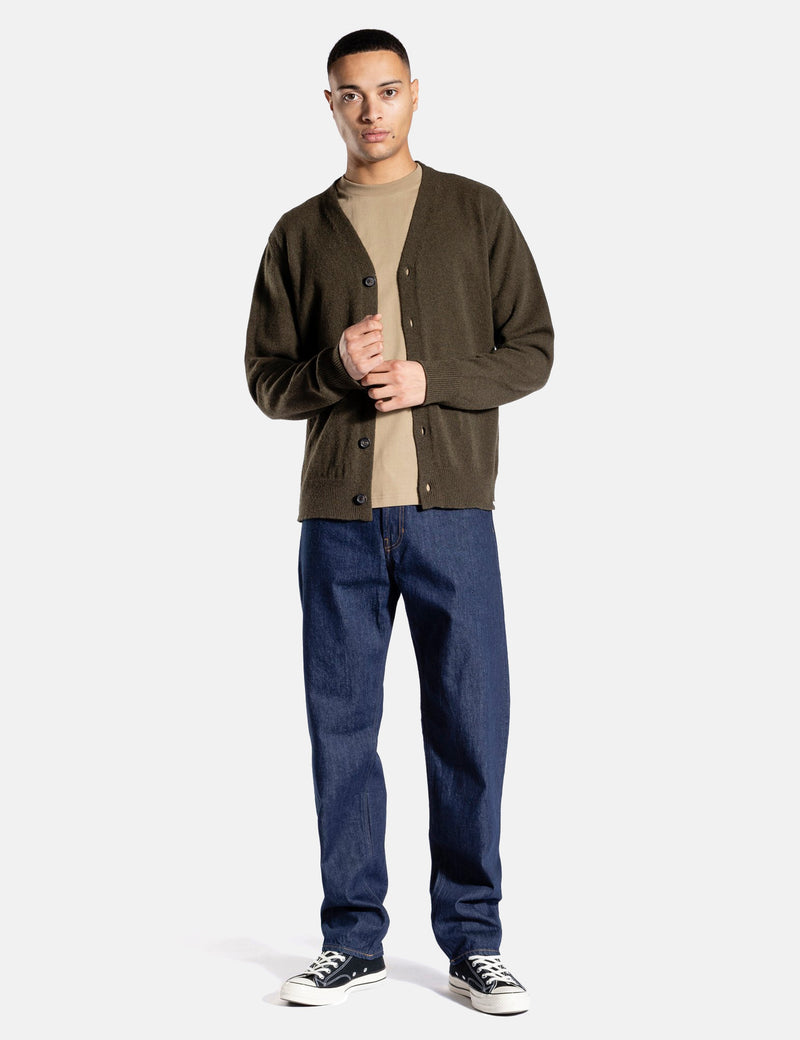 Norse Projects Adam Cardigan (Wool) - Dark Olive Green