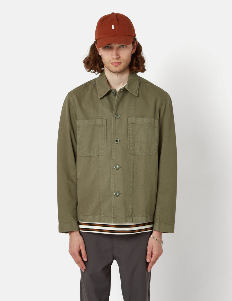 Norse Projects Tyge Broken Twill Overshirt - Dried Sage Green
