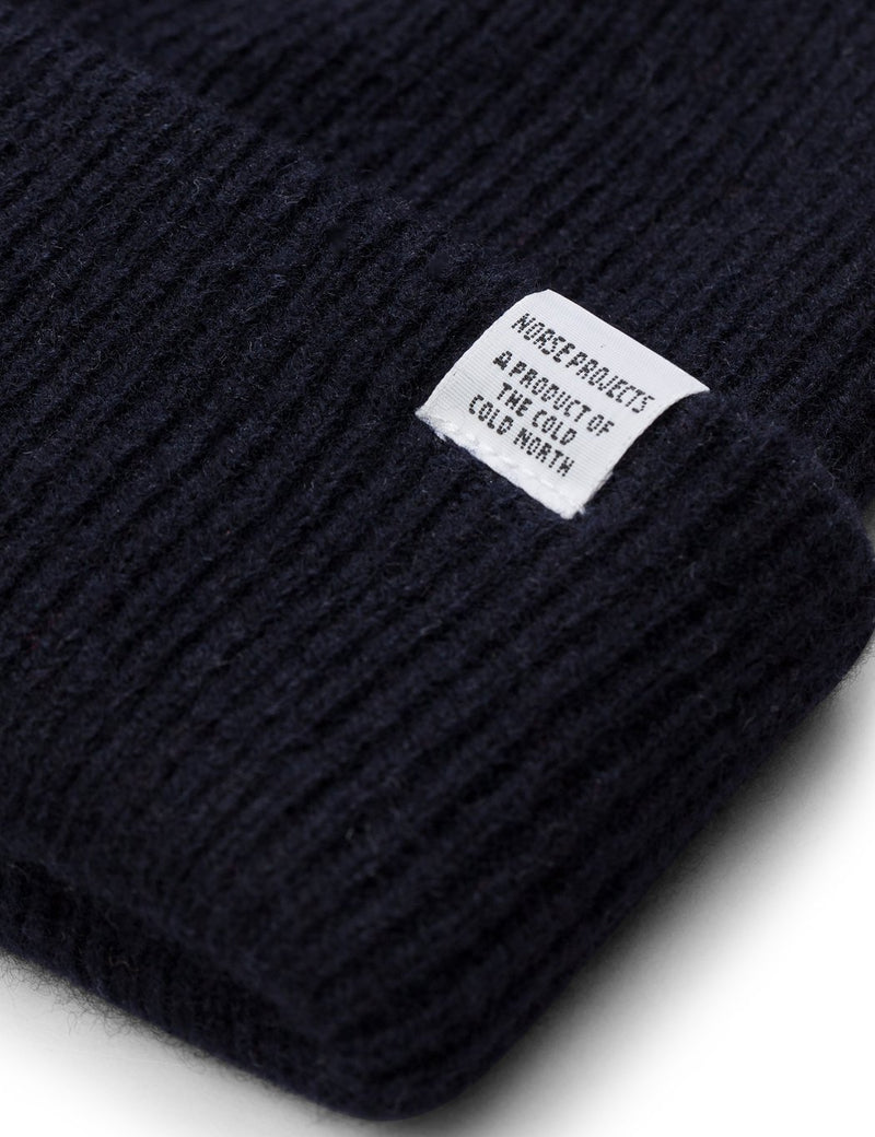 Norse Projects 'Norse' Beanie Hat Brushed (Lambswool) - Navy Blue