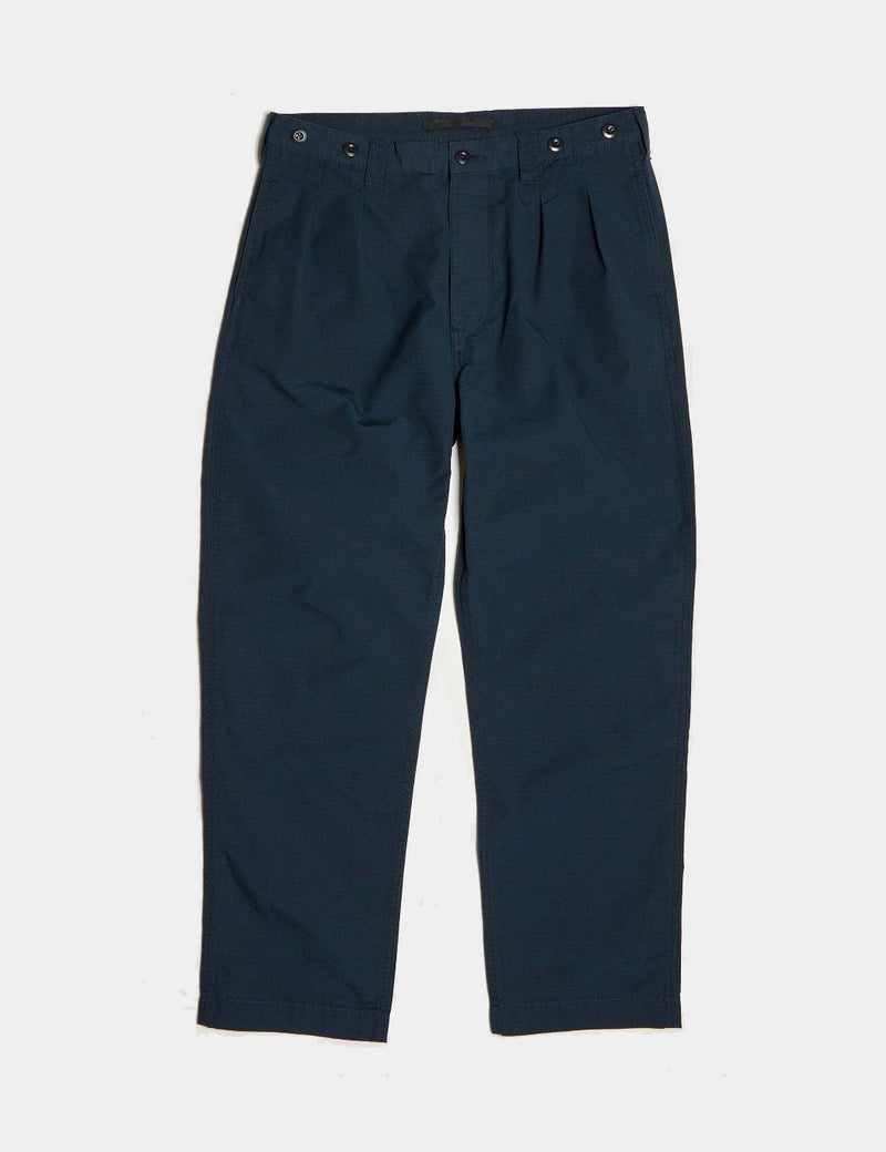 Nigel Cabourn Pleated Chino (Ripstop) - Navy Blue