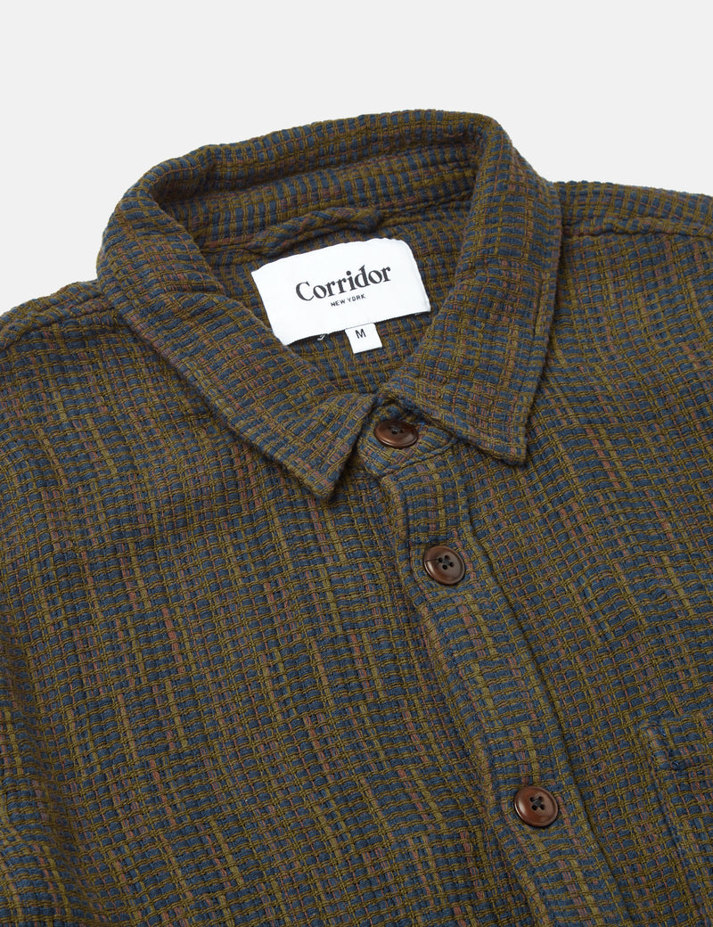 Corridor Rainbow Weave Overshirt - Forest Green