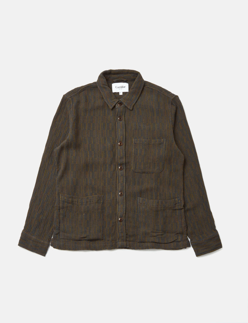 Corridor Rainbow Weave Overshirt - Forest Green