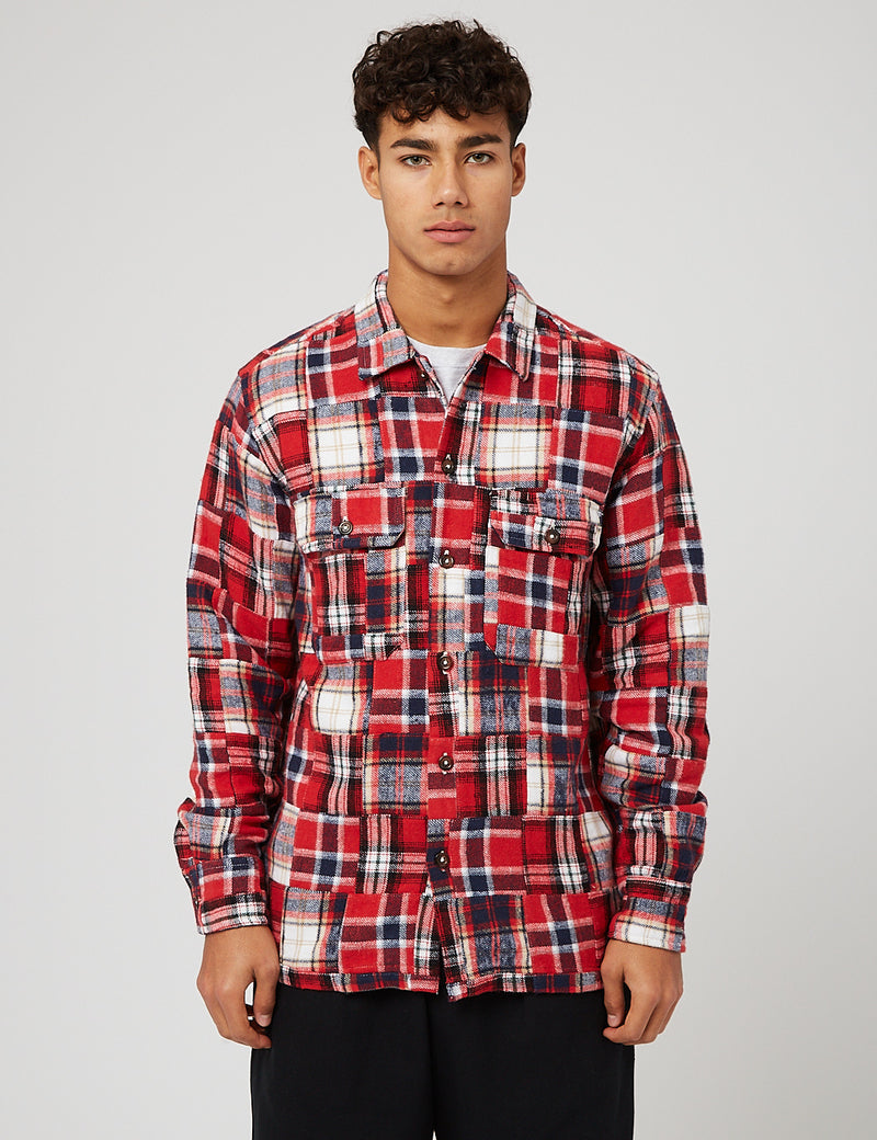 Chemise utilitaire Universal Works (Patchwork) - Rouge
