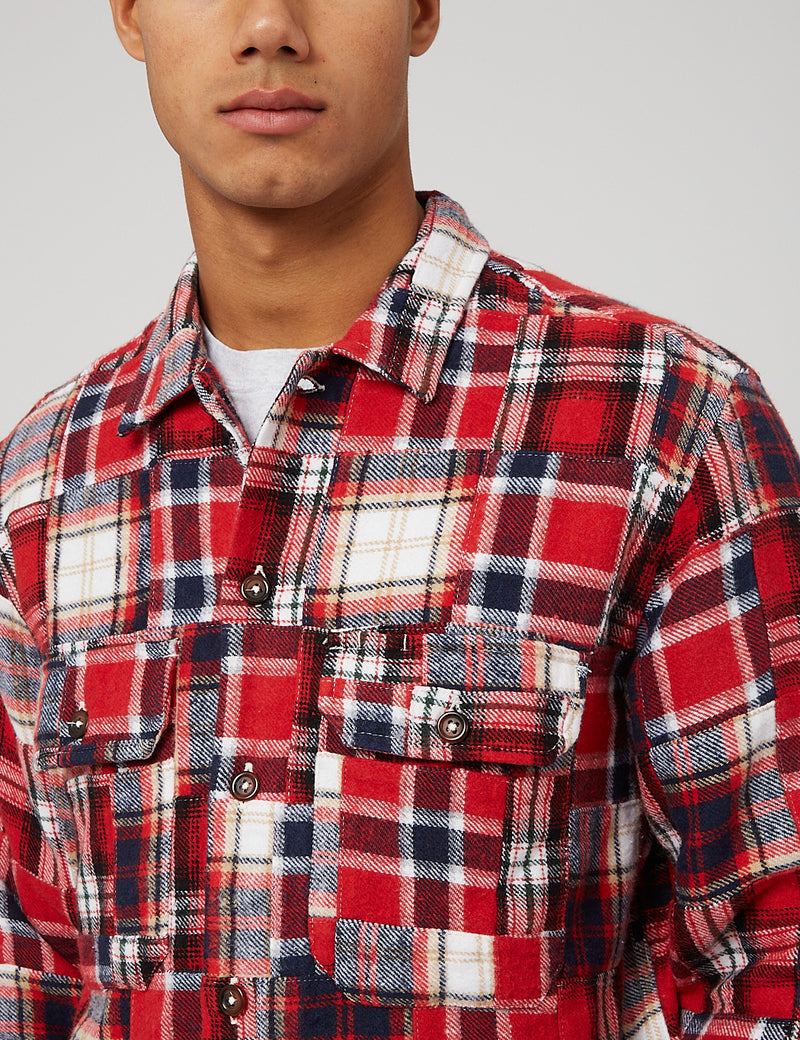 Universal Works Utility Shirt (Patchwork) - Rot