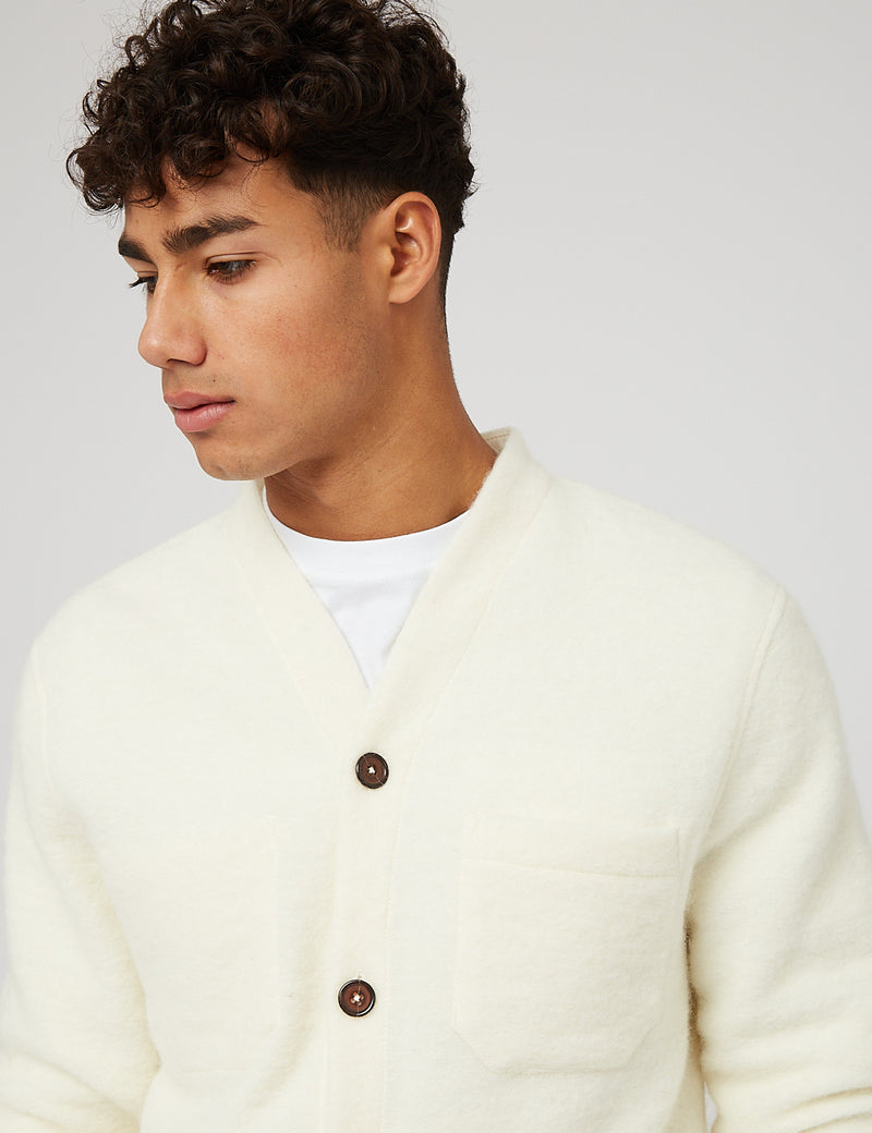 Universal Works Cardigan (Wool Fleece) - Winter White