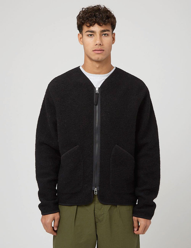 Universal Works Zip Liner Jacket (Wool Fleece) - Black