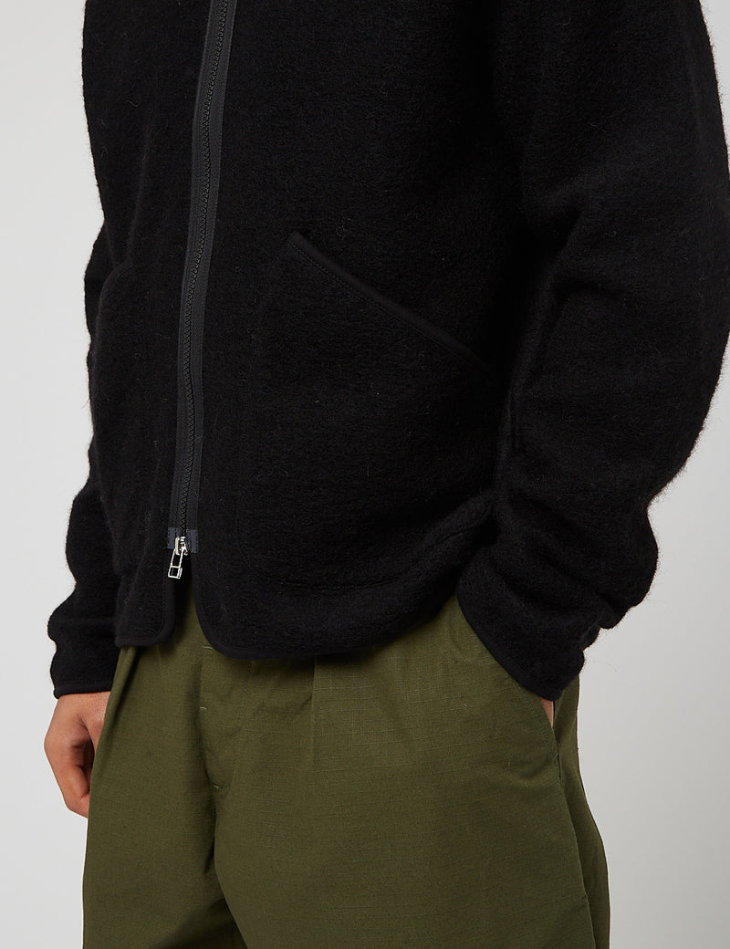 Universal Works Zip Liner Jacket (Wool Fleece) - Black