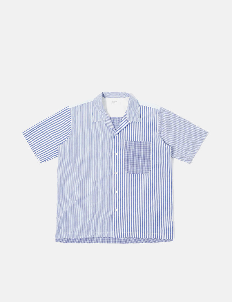 Universal Works Camp Short Sleeve Shirt - Blue Stripe