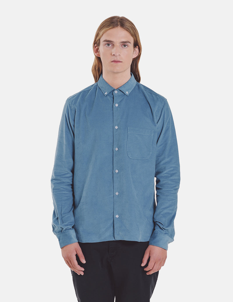 YMC Dean Button Down Shirt (Babycord) - Blue