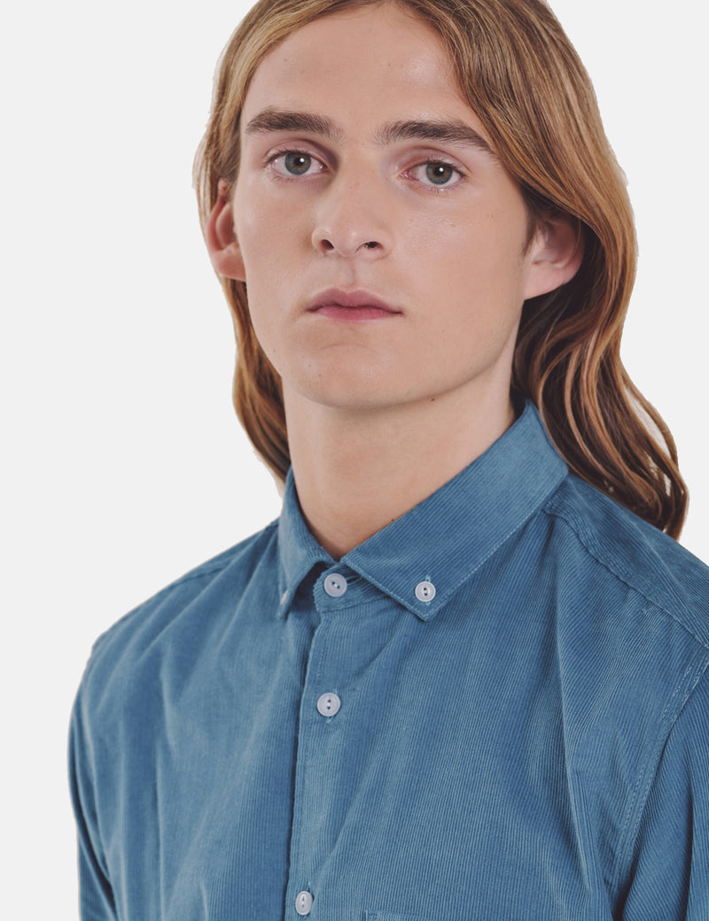 YMC Dean Button Down Shirt (Babycord) - Blue