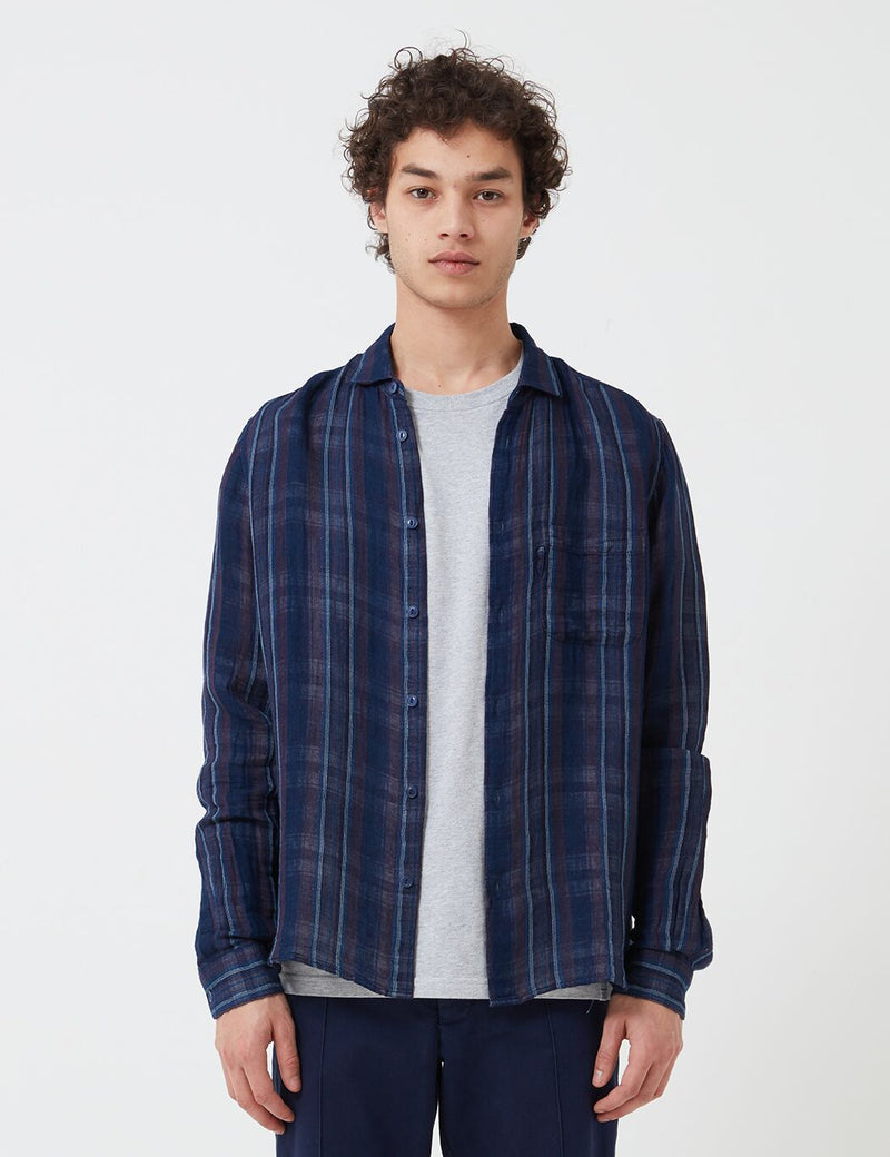 YMC Curtis Shirt - Navy Stripe