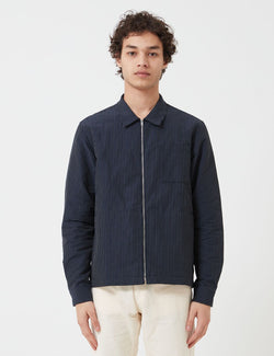 YMC Bowie Zip Shirt (Mini Stripe) - Navy Blue