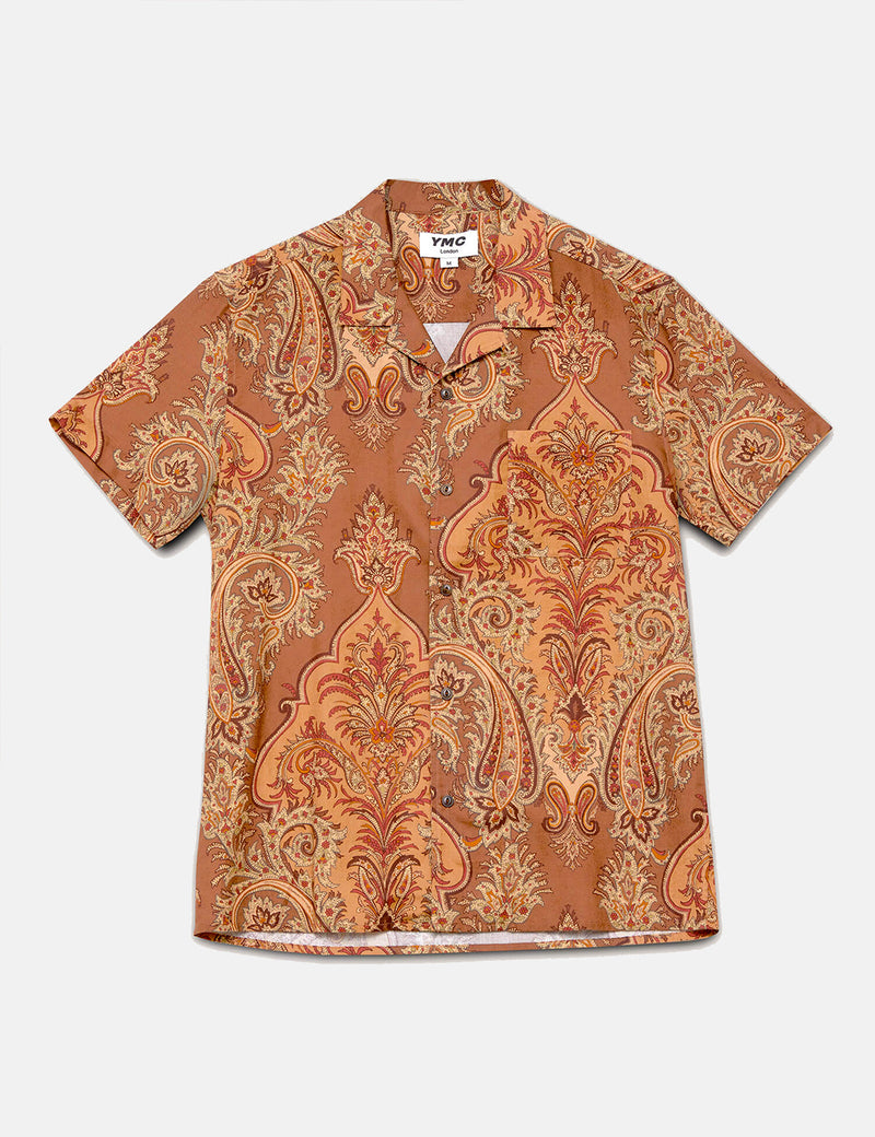 YMC Malick Short Sleeve Shirt (Paisley) - Brown