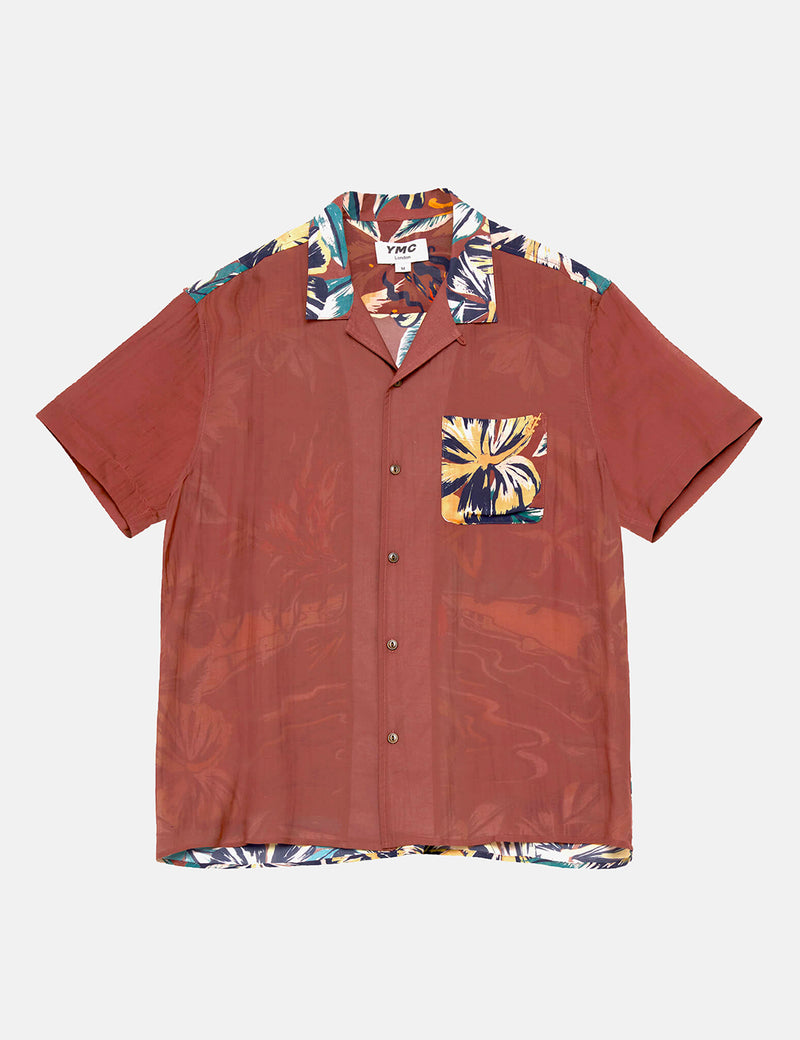 YMC Malick Short Sleeve Shirt (Hawaiian) - Red