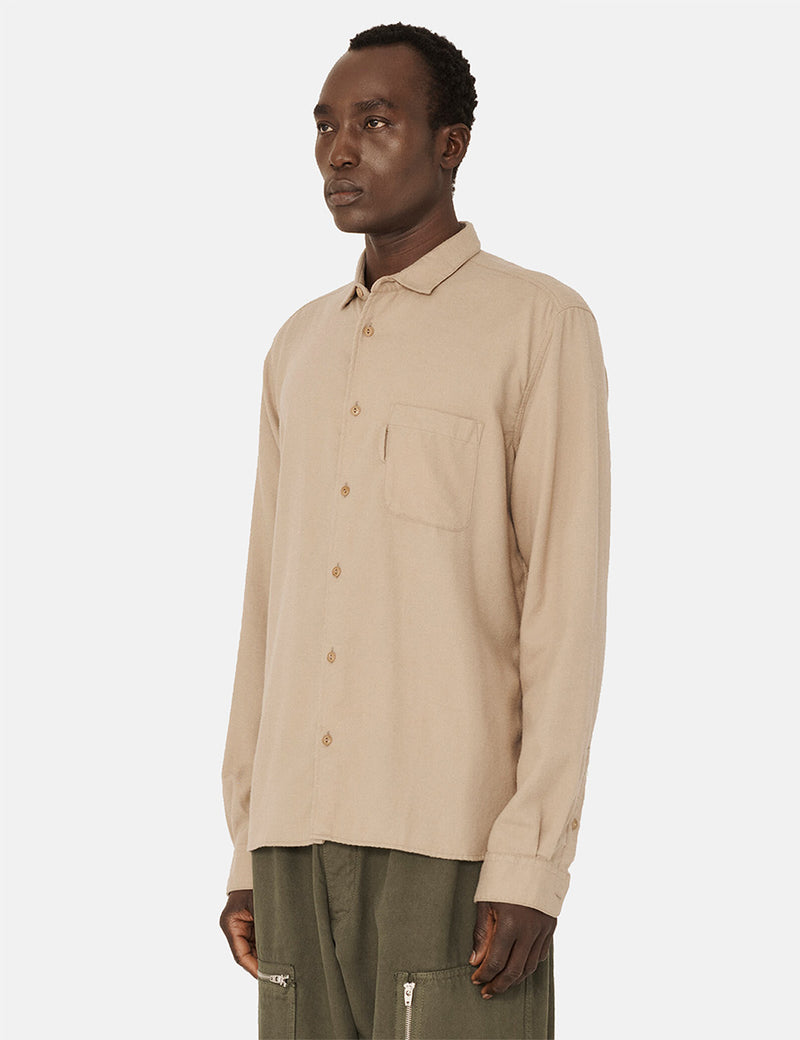 YMC Curtis Shirt (Brushed Twill) - Camel Brown