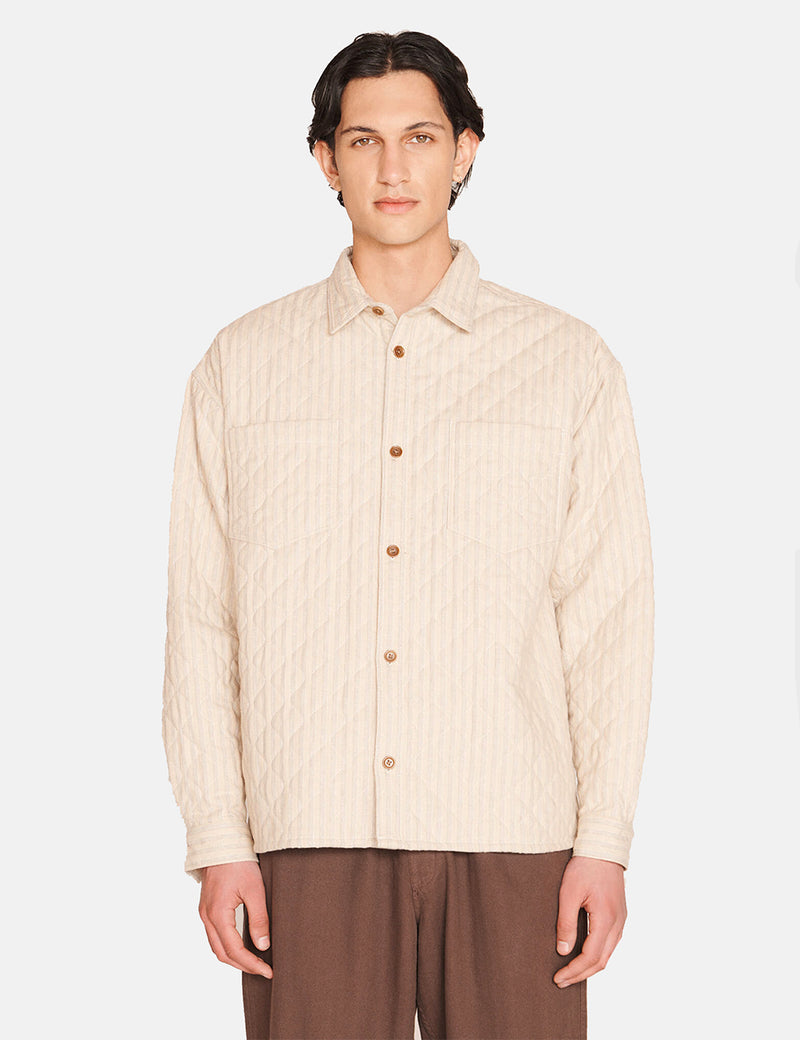 YMC Ryder Shirt (Sapporo Quilted Stripe) - Beige
