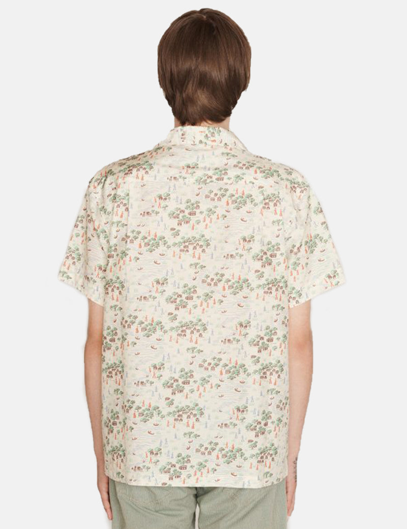 YMC Malick Short Sleeve Shirt (Floral) - Ecru