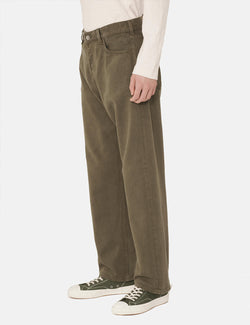 YMC Papa Organic Cotton Twill Jeans - Olive Green