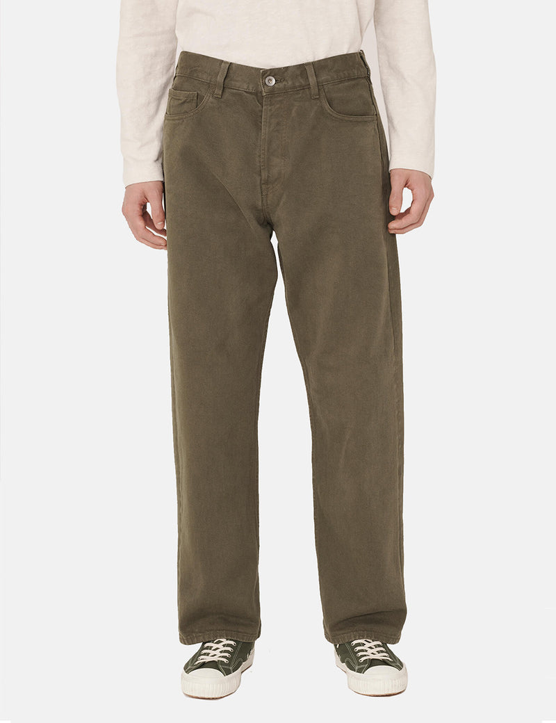 YMC Papa Organic Cotton Twill Jeans - Olive Green