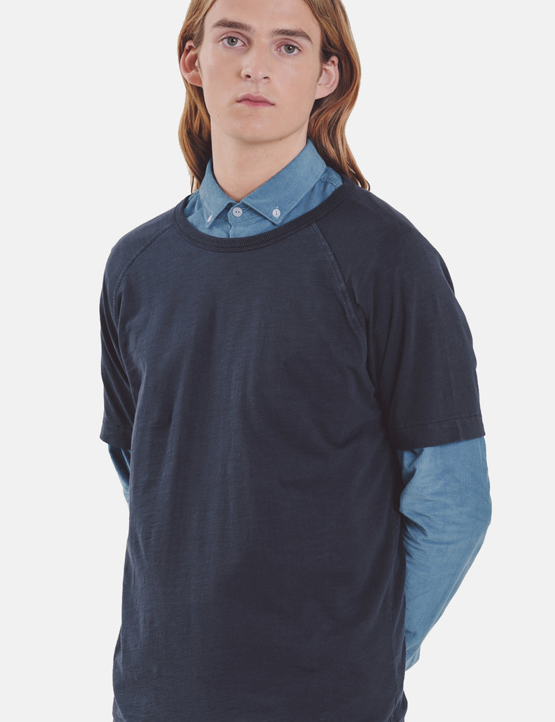 YMC Television Raglan T-Shirt - Navy Blue