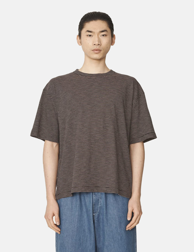 YMC Triple T-Shirt (Mini Stripe) - Black/Pink