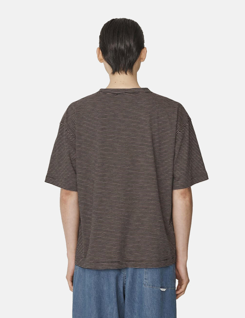 YMC Triple T-Shirt (Mini Stripe) - Black/Pink