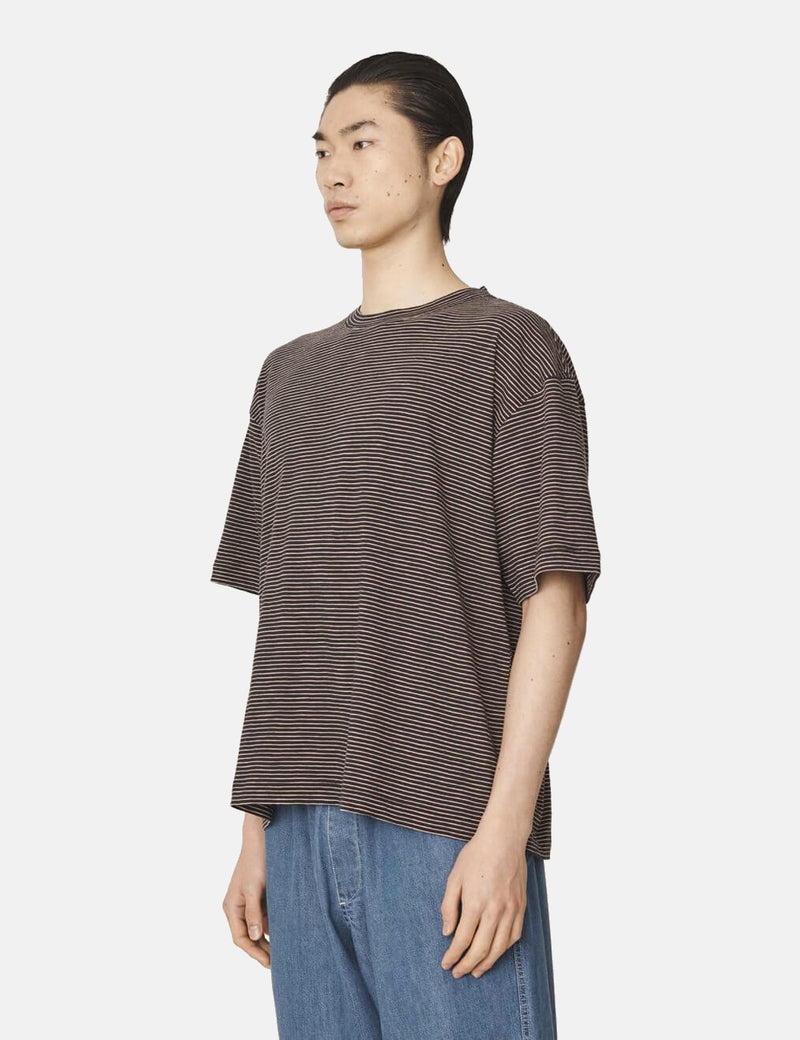 YMC Triple T-Shirt (Mini Stripe) - Black/Pink