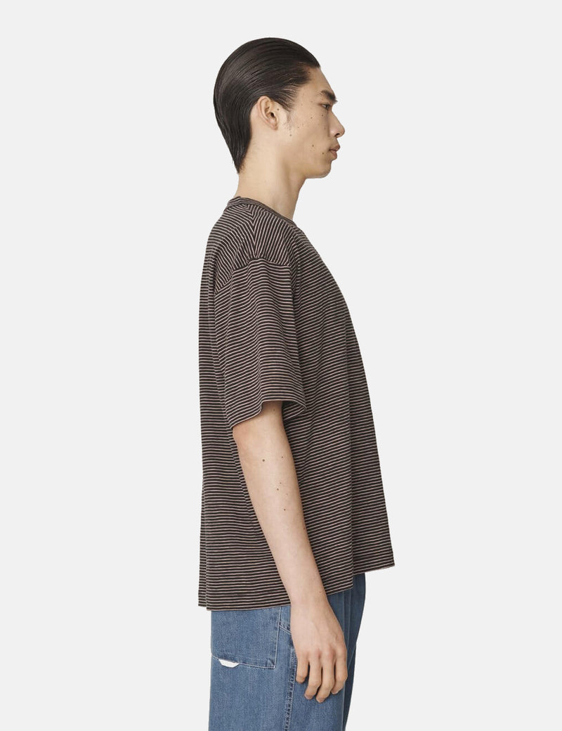 YMC Triple T-Shirt (Mini Stripe) - Black/Pink