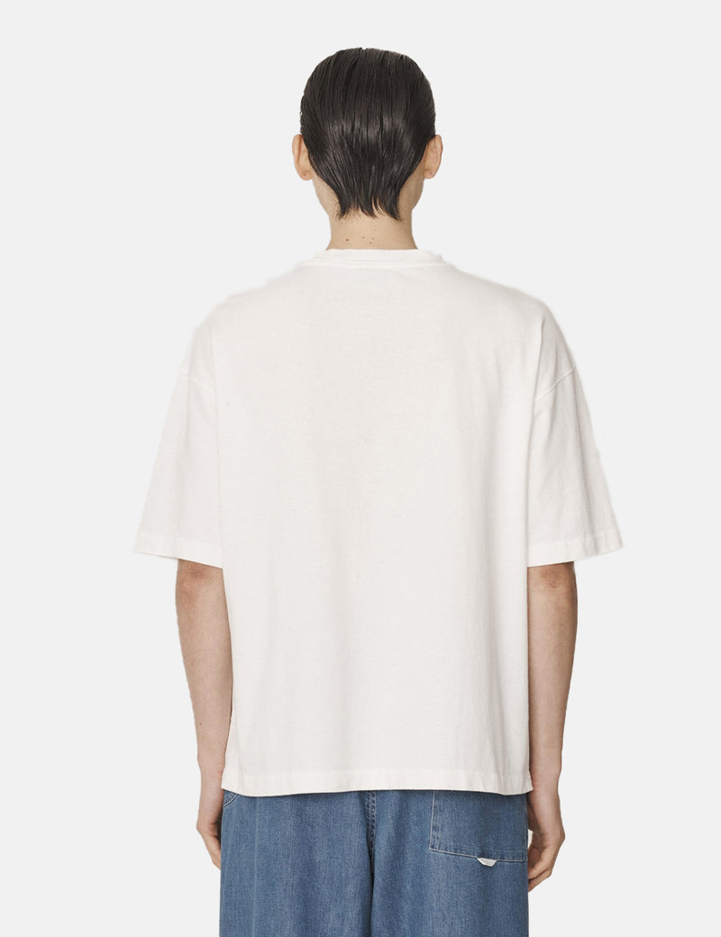 YMC Triple Pocket T-Shirt (Floral Embroidery) - Ecru