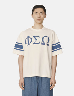 YMC T-Shirt mit dreifachem Frat-Print - Ecru