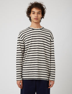YMC Thurston Sweatshirt (Striped) - Stone/Black
