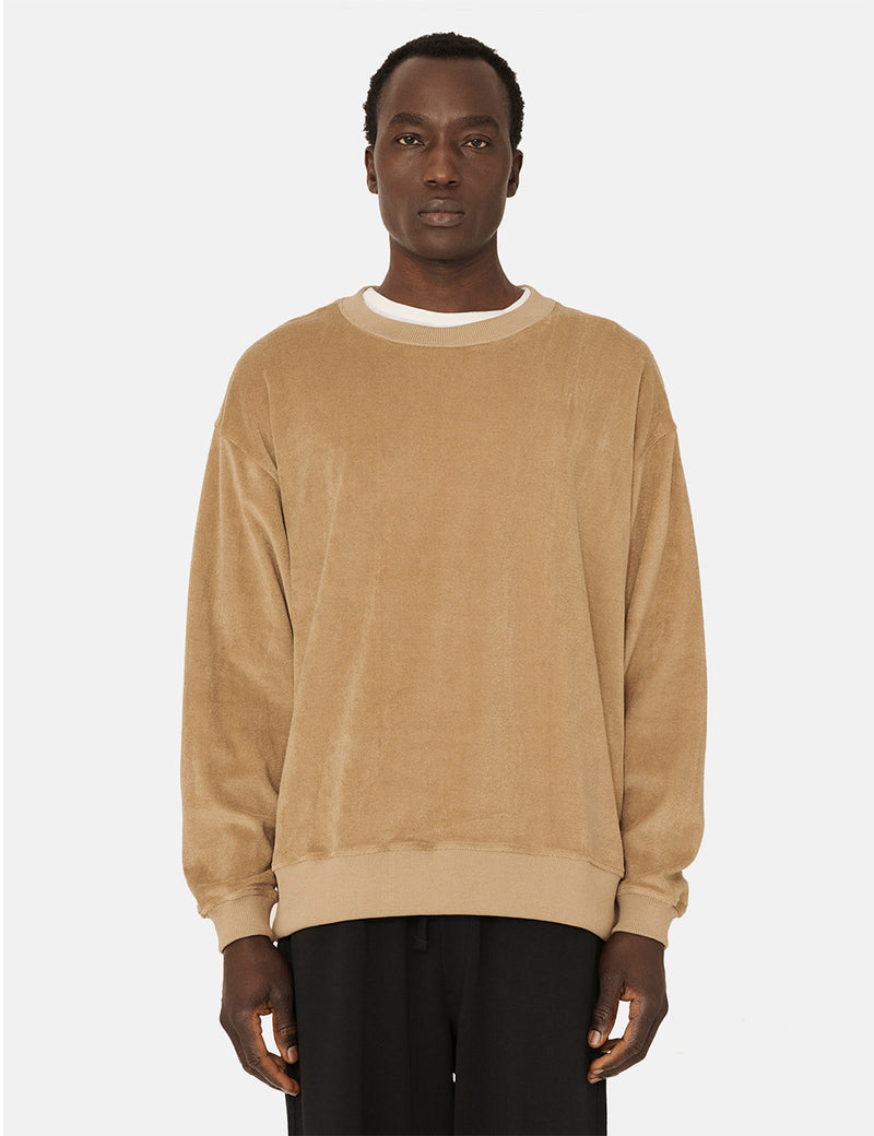 YMC Daisy Age Towelling Sweatshirt - Camel Brown