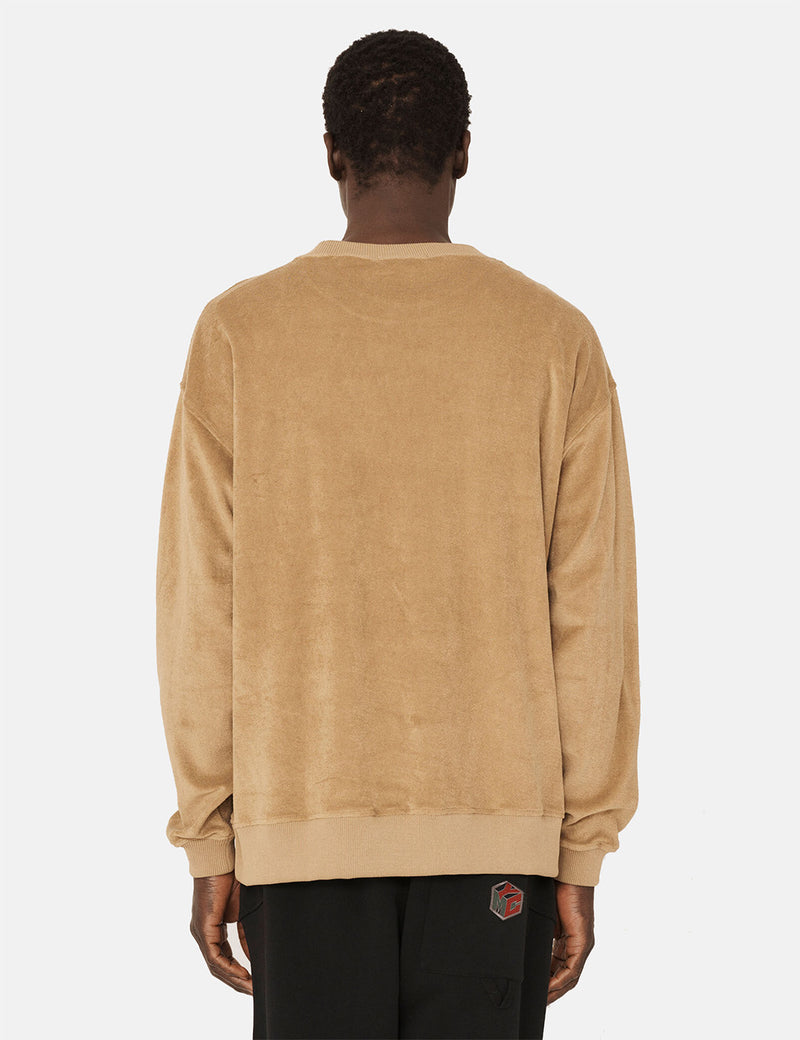 YMC Daisy Age Towelling Sweatshirt - Camel Brown