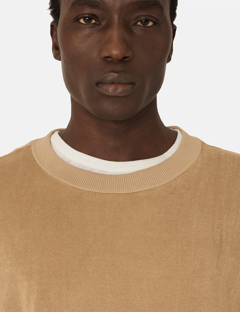 YMC Daisy Age Towelling Sweatshirt - Camel Brown