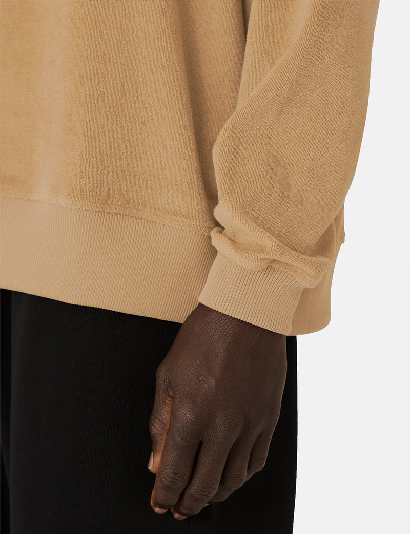 YMC Daisy Age Towelling Sweatshirt - Camel Brown